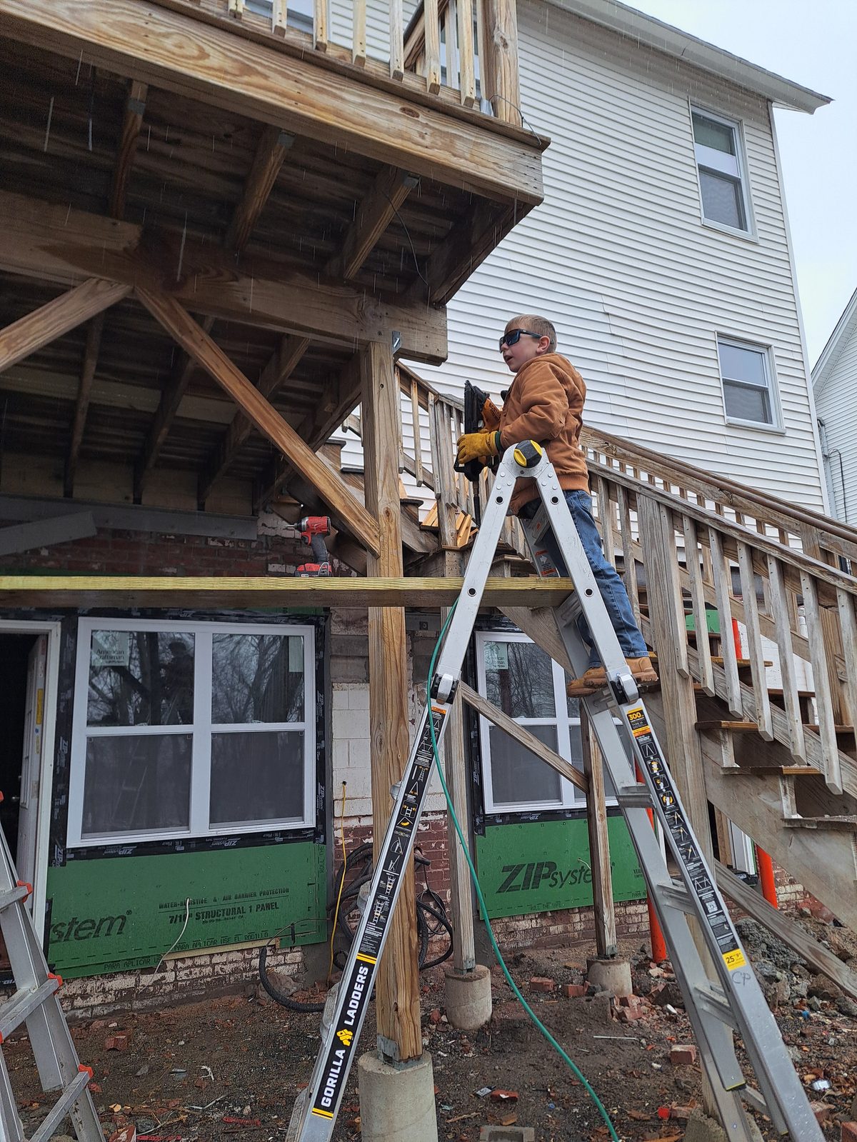 Before — carpentry on a deck support post in Sutton, MA Before — carpentry on a deck support post in Sutton, MA