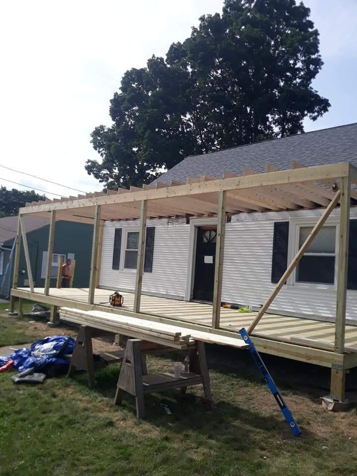 Before — porch roof framing carpentry in Sutton, MA Before — porch roof framing carpentry in Sutton, MA