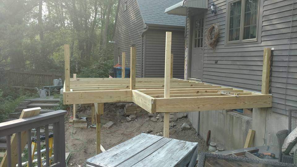 Before — deck support posts and framing in Sutton, MA Before — deck support posts and framing in Sutton, MA