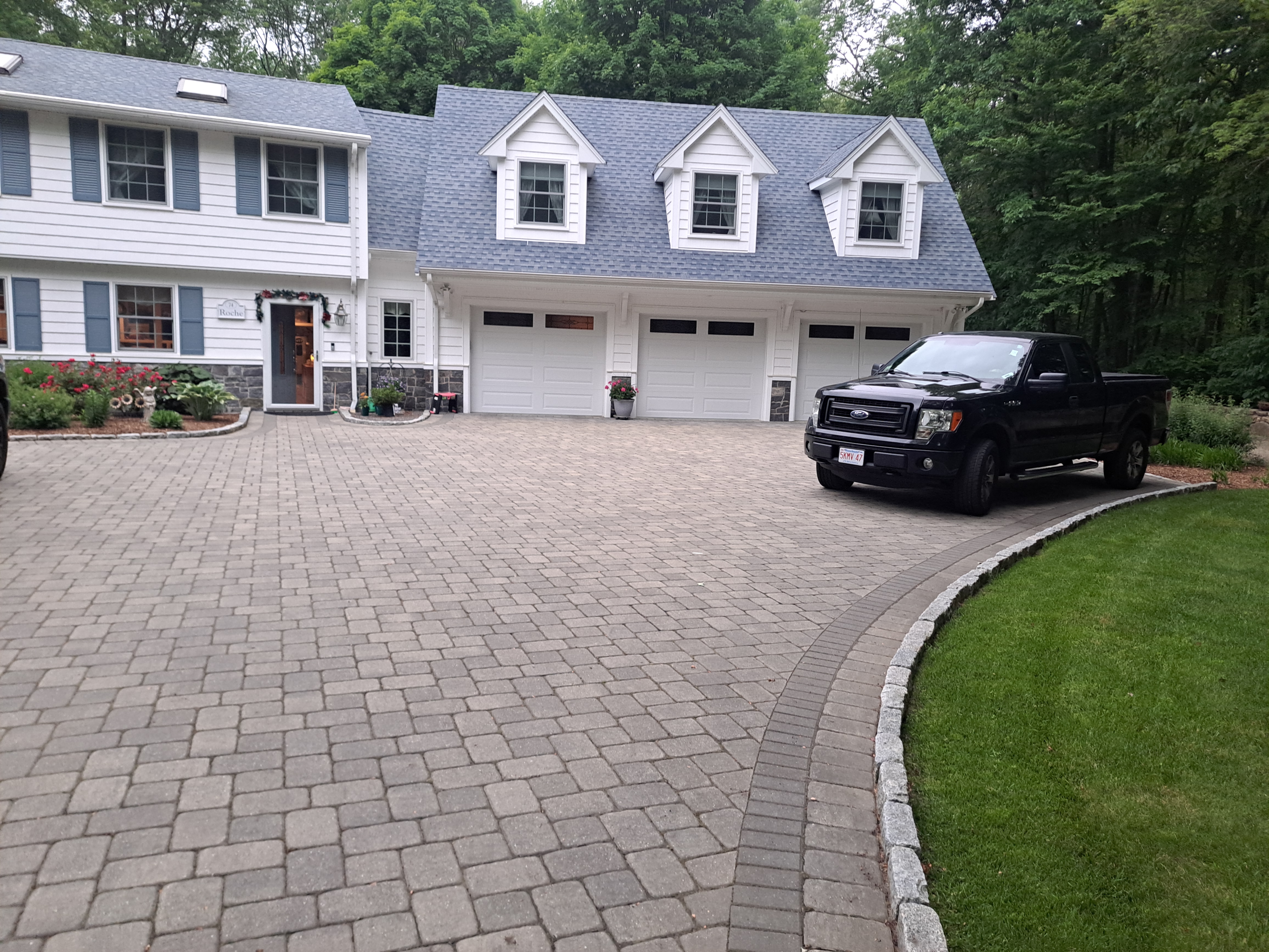 After — completed cobblestone paver driveway by general contractor Sutton, MA After — completed cobblestone paver driveway by general contractor Sutton, MA