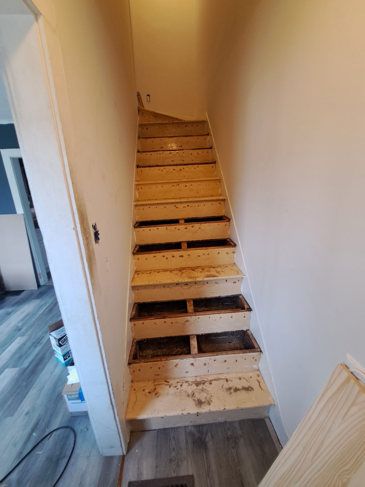 Before — stairwell carpentry during a Sutton, MA remodel Before — stairwell carpentry during a Sutton, MA remodel