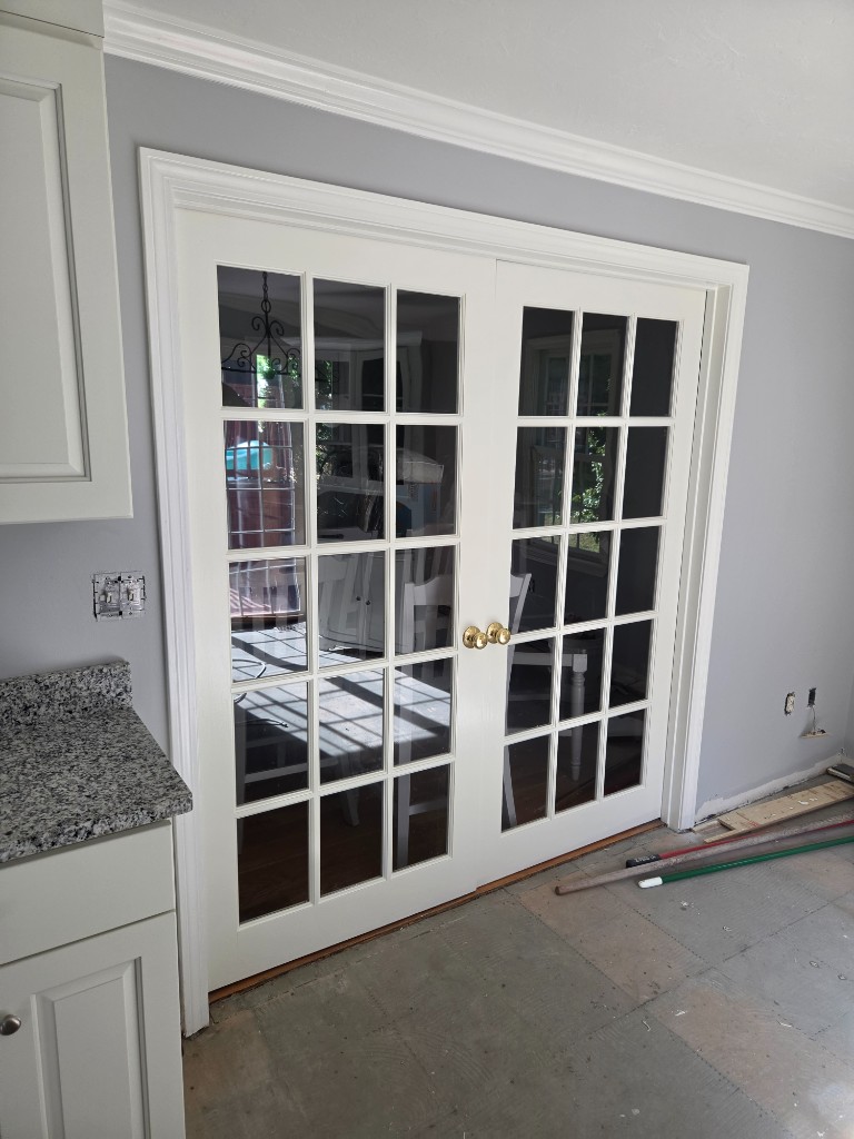 After — French doors installed in a Sutton, MA kitchen remodel After — French doors installed in a Sutton, MA kitchen remodel
