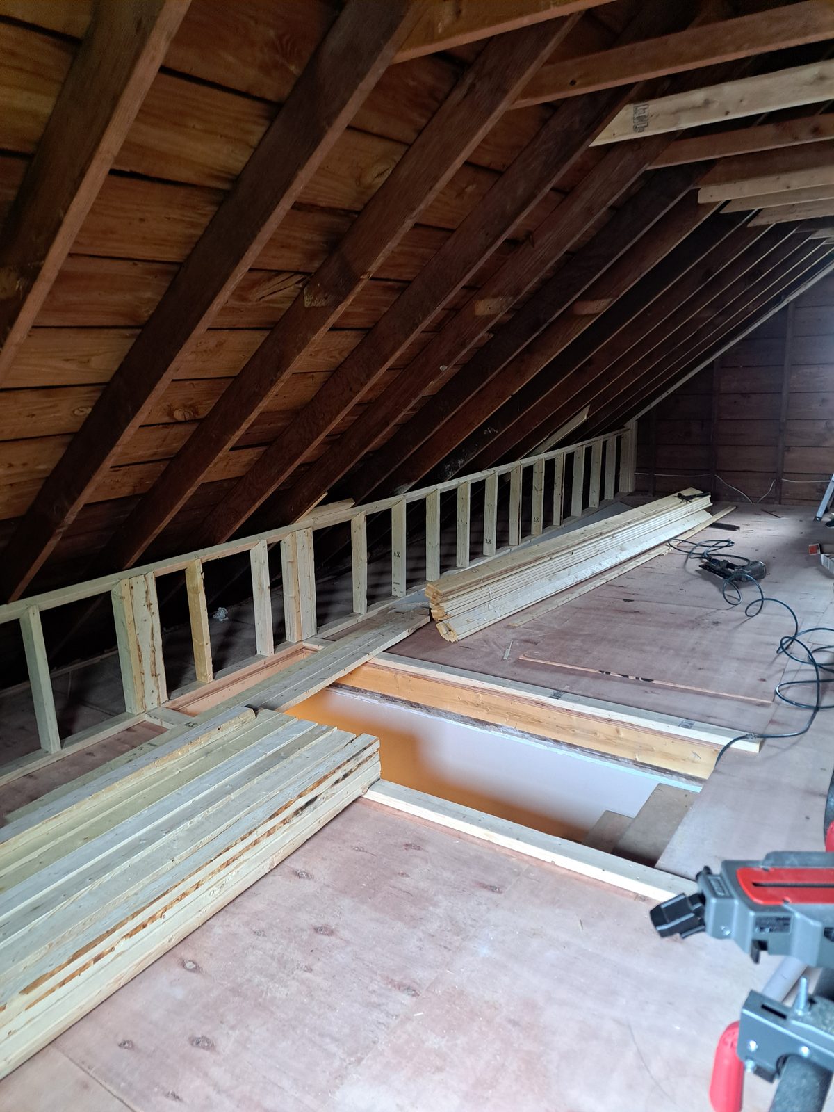 Before — attic floor joists on an old construction remodel in Sutton, MA Before — attic floor joists on an old construction remodel in Sutton, MA