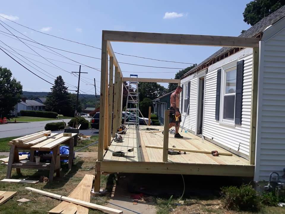 Before — porch beam framing by general contractor Sutton, MA Before — porch beam framing by general contractor Sutton, MA