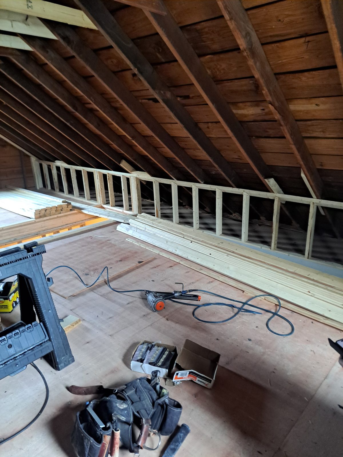 Before — attic roof rafters during remodeling in Sutton, MA Before — attic roof rafters during remodeling in Sutton, MA