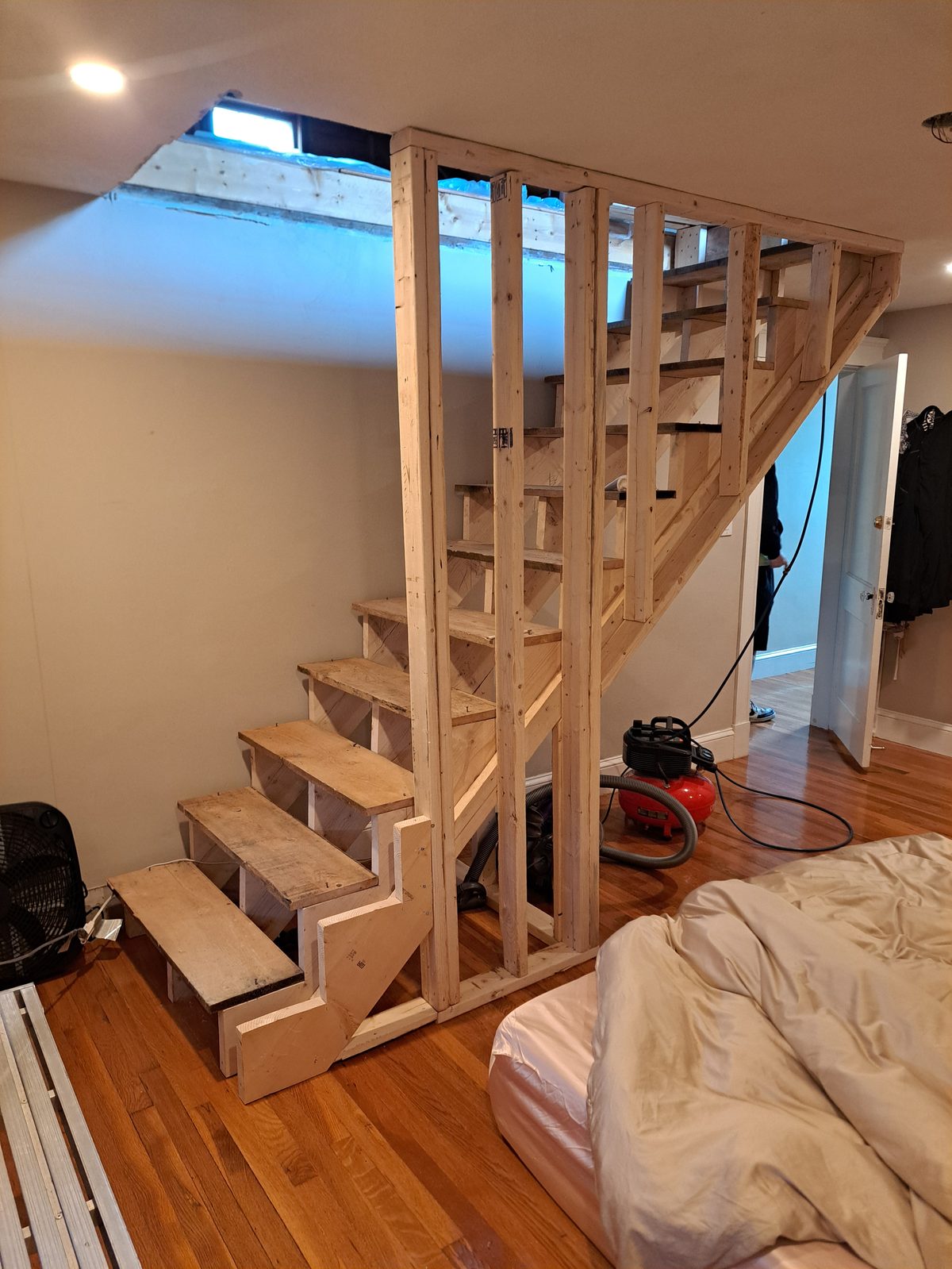 Before — interior stair framing by Prairie Building Sutton, MA Before — interior stair framing by Prairie Building Sutton, MA